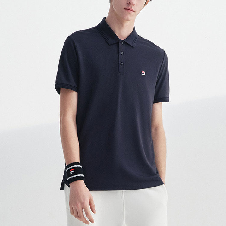 FILA Solid Color Casual Short Sleeve Polo Shirt Blue F11M028106G-NV