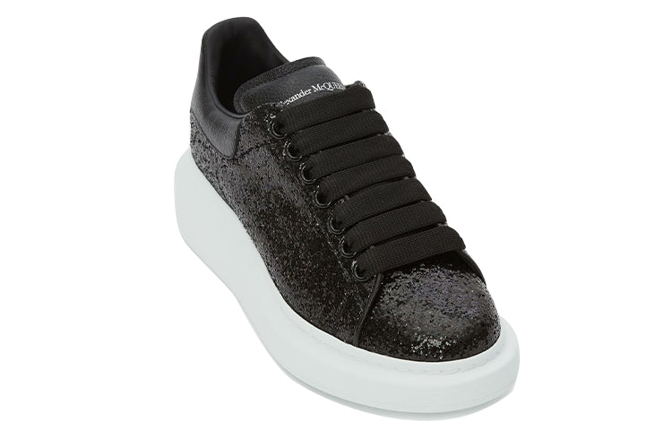 (WMNS) Alexander McQueen Oversized Sneaker Glitter 'Black' 553771W4EY41000