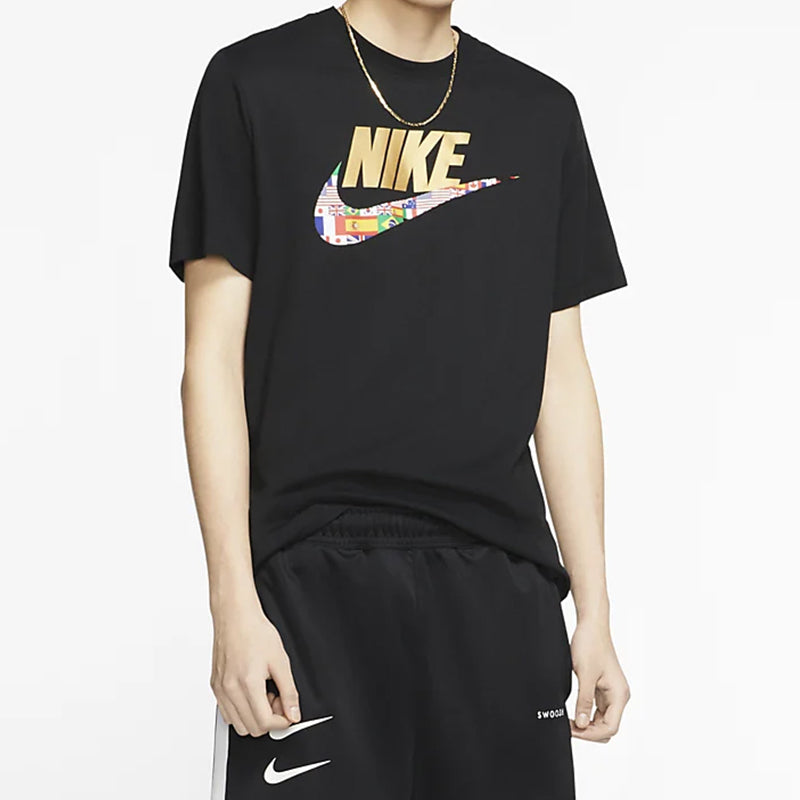 Nike Sportswear Classic National Flag Logo Printing Short Sleeve Black CT6551-010
