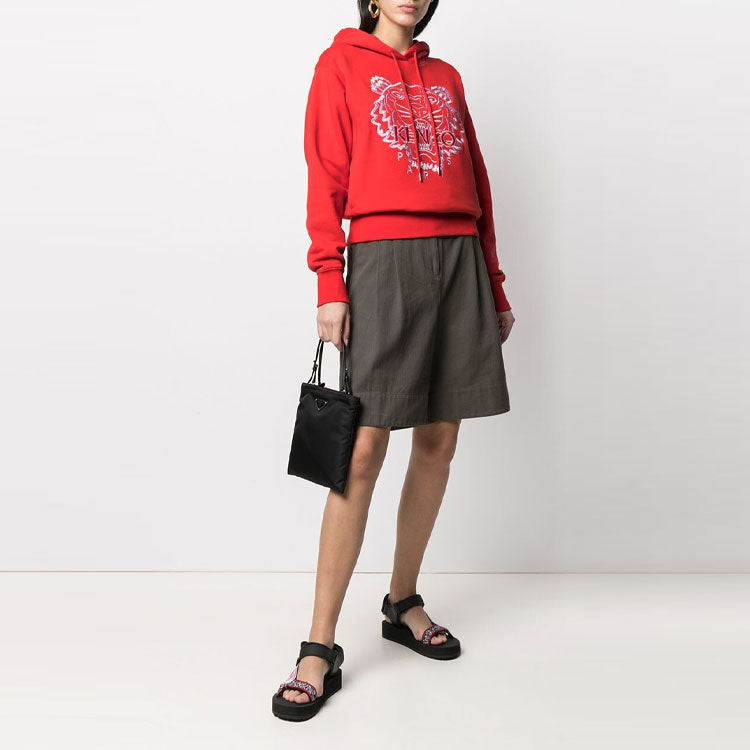 (WMNS) KENZO SS21 Tiger Head Embroidered Pattern Hoodie Red FB52SW8714MM-21