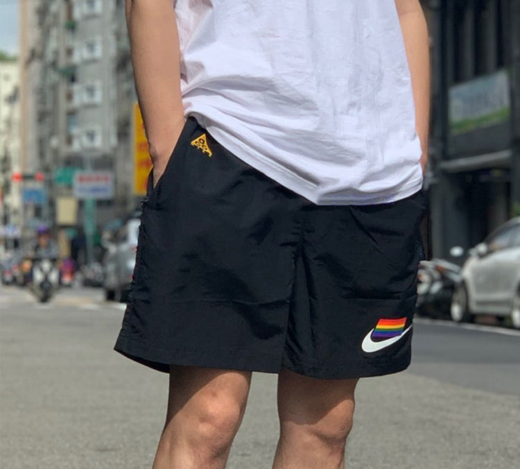 Men's Nike Betrue Rainbow Logo Black Shorts CZ9137-010