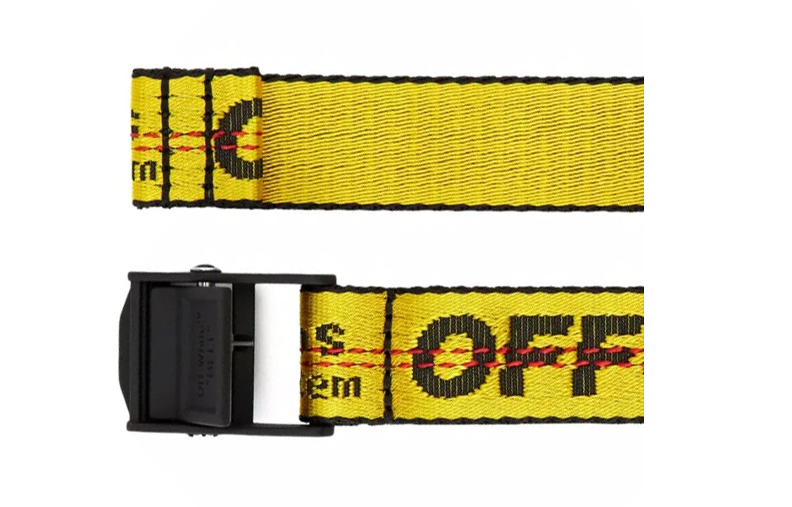 Off-White Classic Industrial Style Automatic Buckle Belt Yellow width2.5cm OMRB021E20FAB0021810