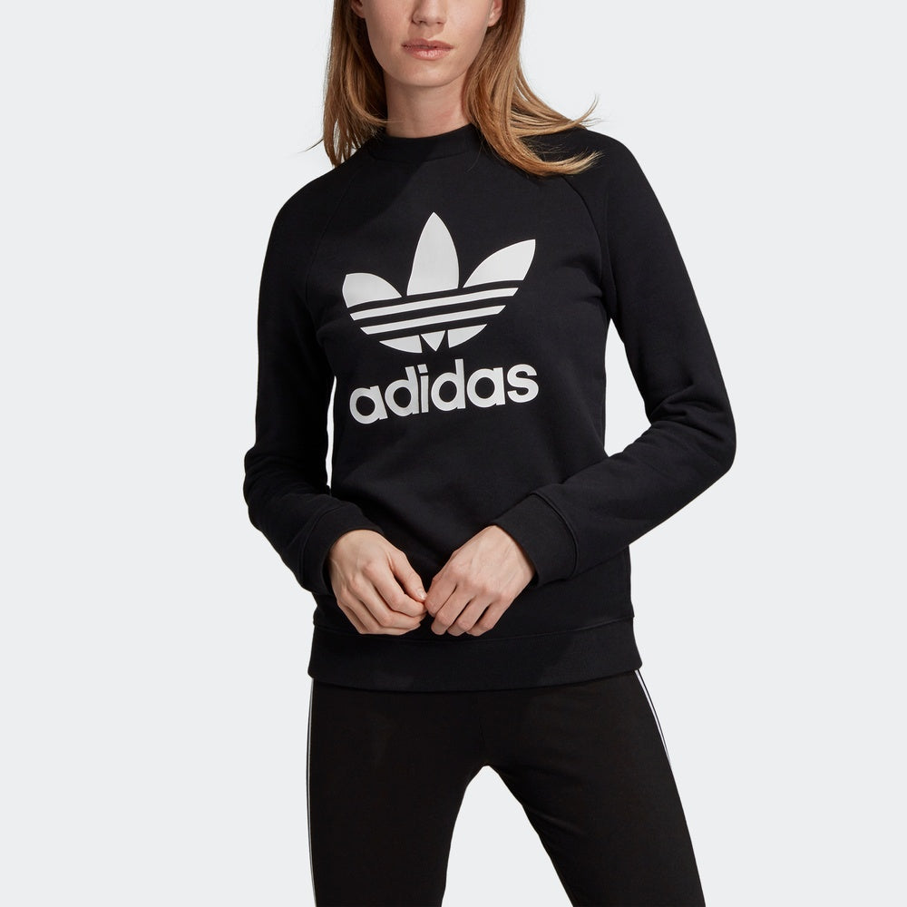 (WMNS) adidas originals Logo Sports Sweatshirt Black DV2612