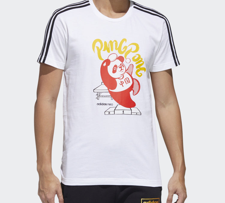 adidas Neo Panda 3-Stripes Graphic T-Shirts 'White Red' GK1551