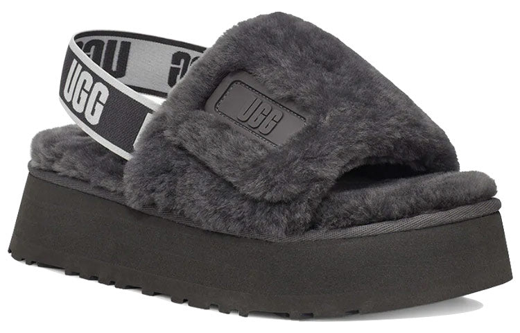 (WMNS) UGG Disco Slide Thick Sole Gray Slippers 1112258-DGRY