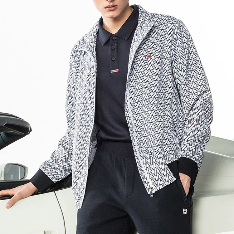 FILA Full Print Geometry Printing Sports Jacket White F11M031704F-WT