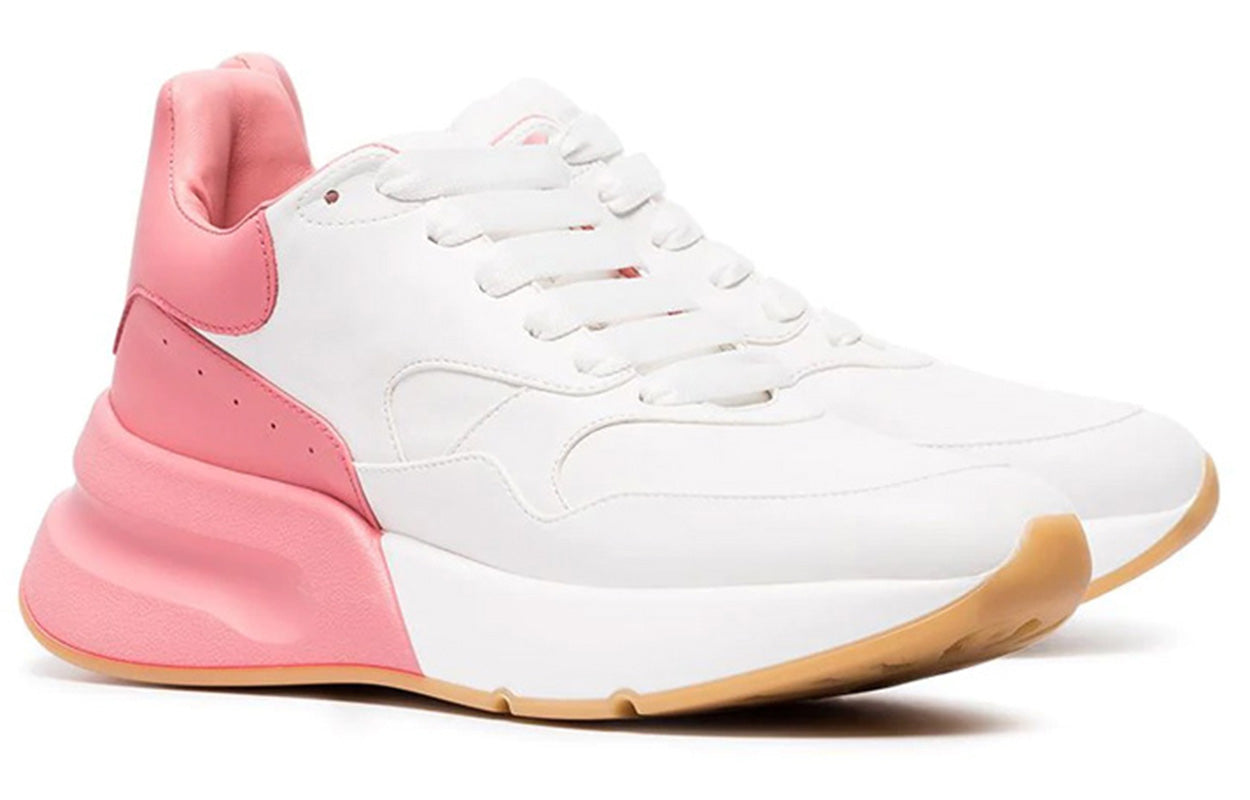 (WMNS) Alexander McQueen Oversized Runner Low Top Leather Sneakers with Mesh 'White Pink' 533709WHRU39374