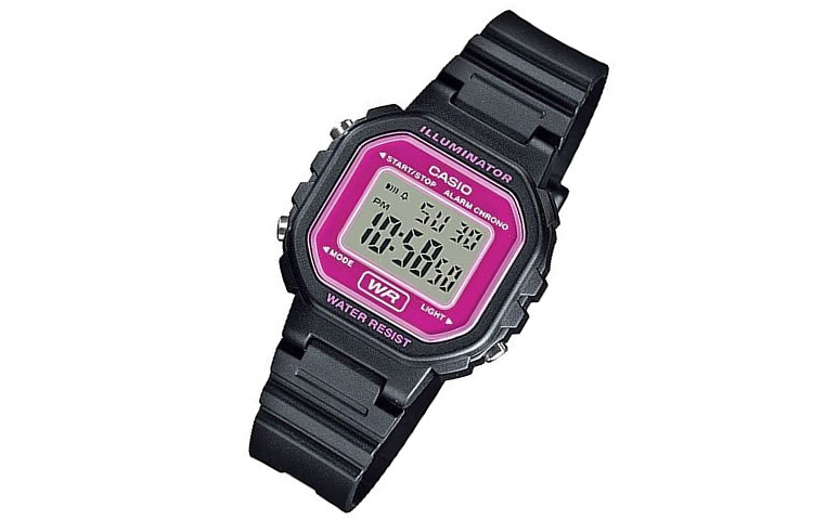 CASIO STANDARD Electronic Pink/Black Unisex Pink DialBlack Strap Unisex Mens PinkBlack Digital LA-20WH-4A