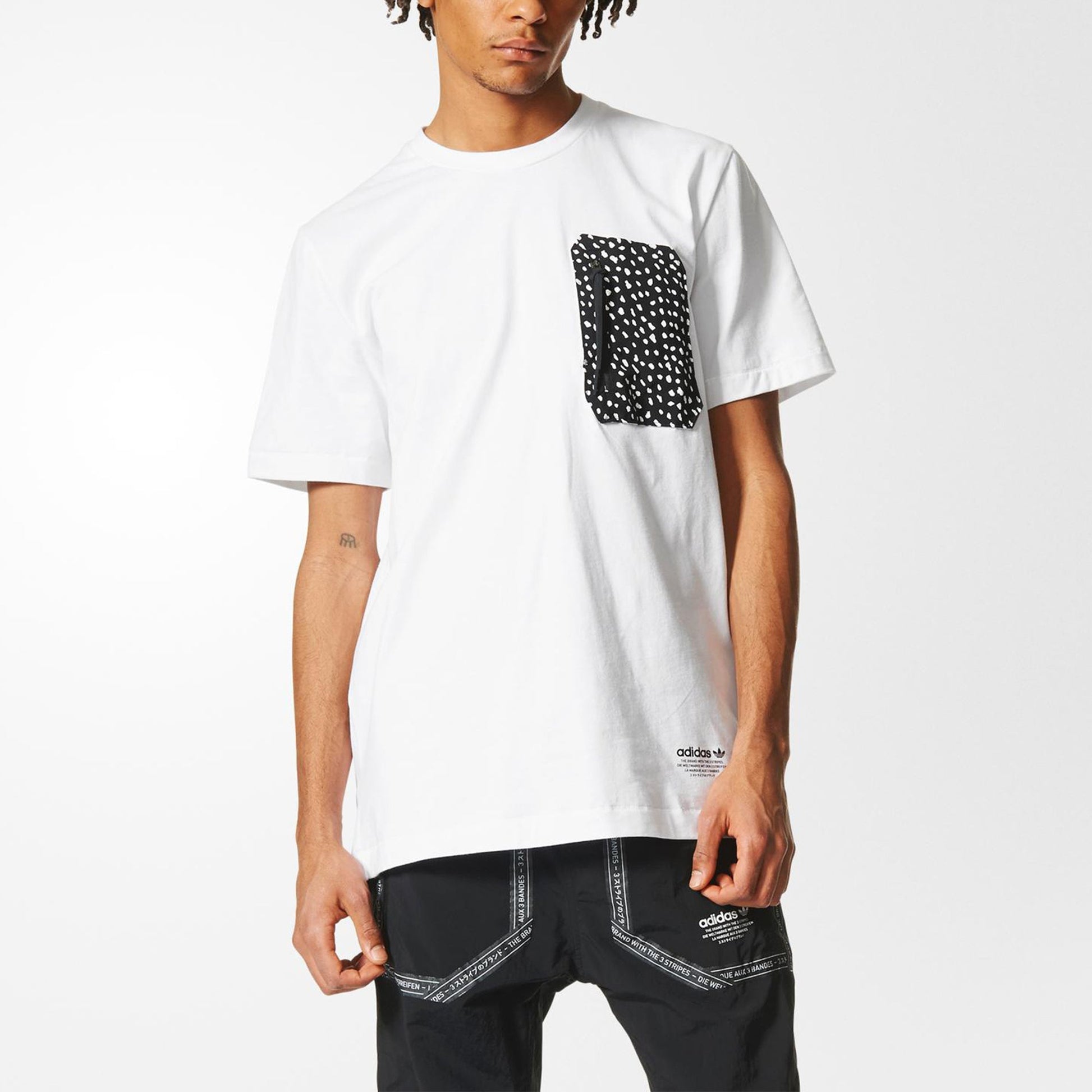 adidas originals Printing Pocket Casual Sports Round Neck Short Sleeve White BS2482