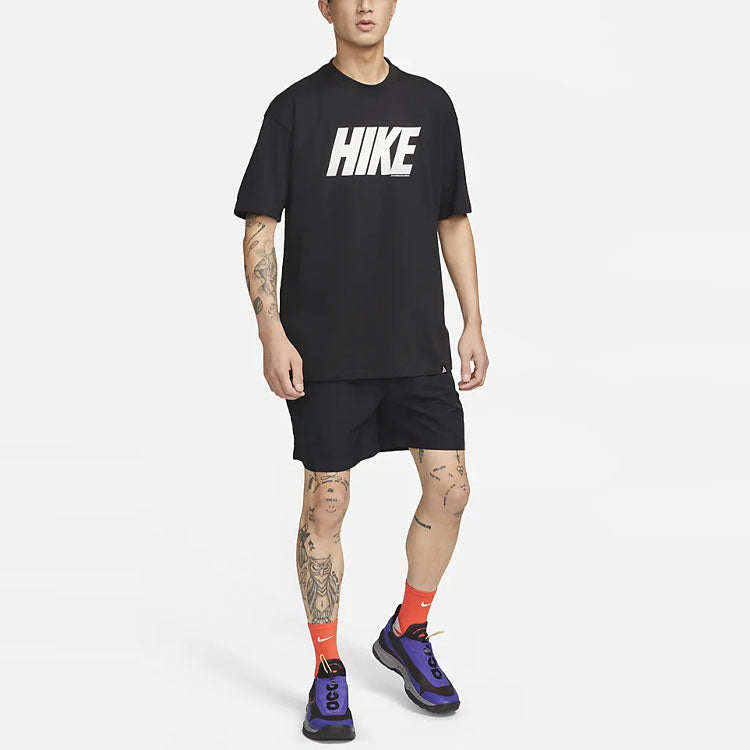Nike SS22 ACG Alphabet Pattern Round Neck Pullover Short Sleeve Black DQ4953-010