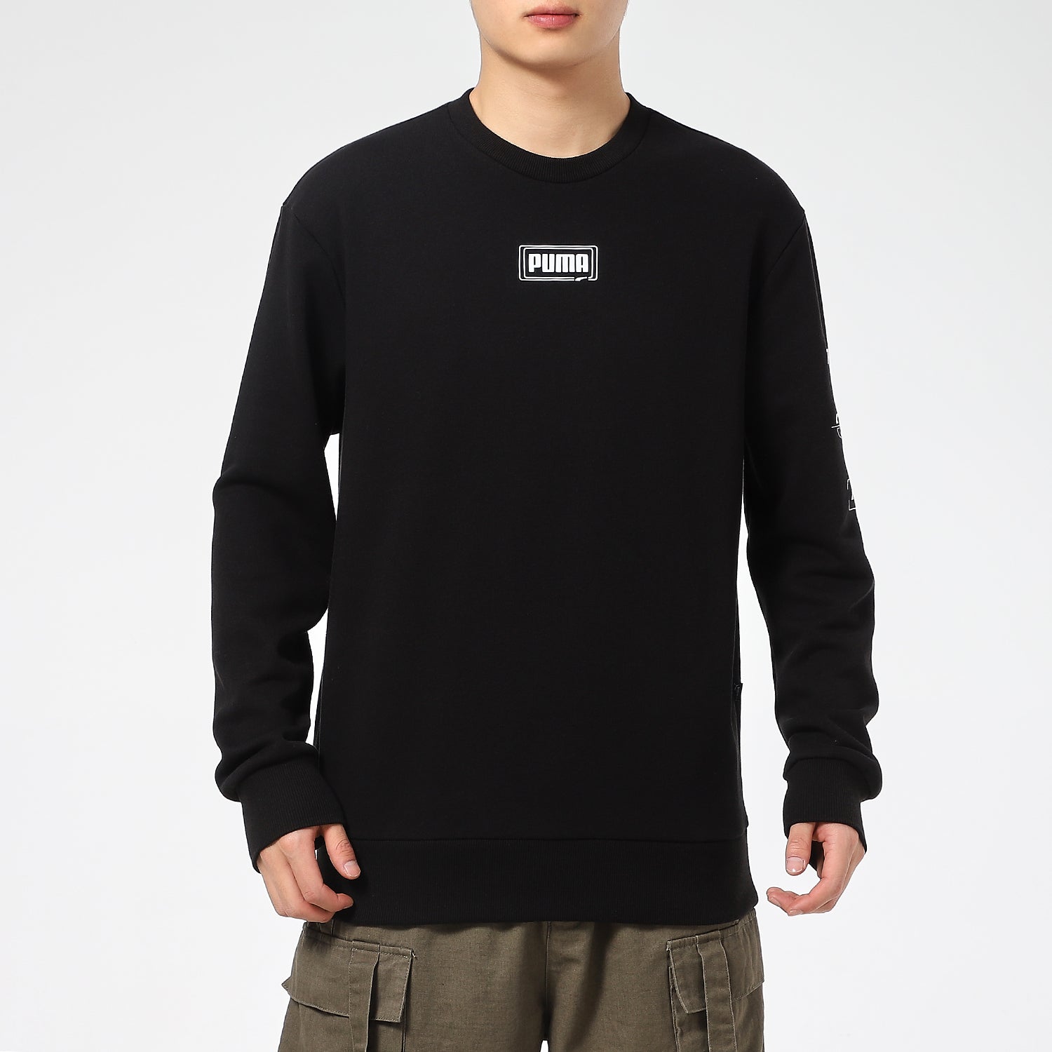 PUMA Rebel Crew Long Sleeve Sweater 'Black White' 531293-01