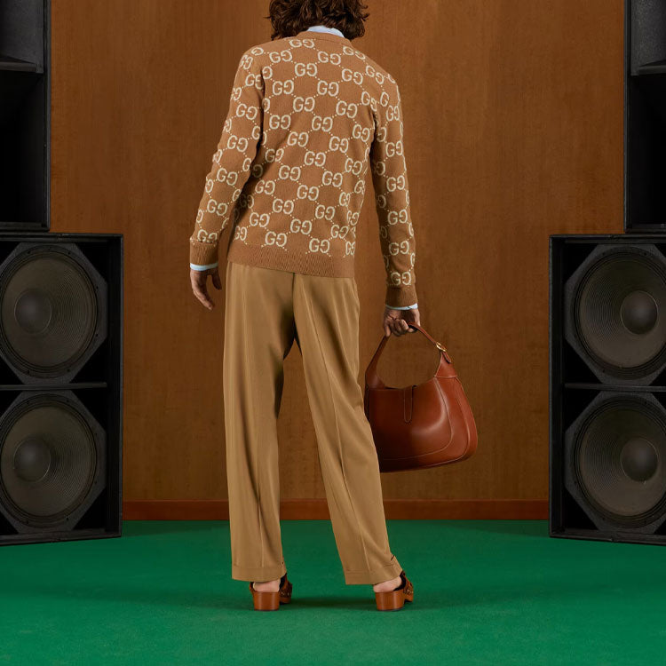 Gucci GG Wool Jacquard Cardigan 'Camel Ivory' 694758-XKCC5-2296