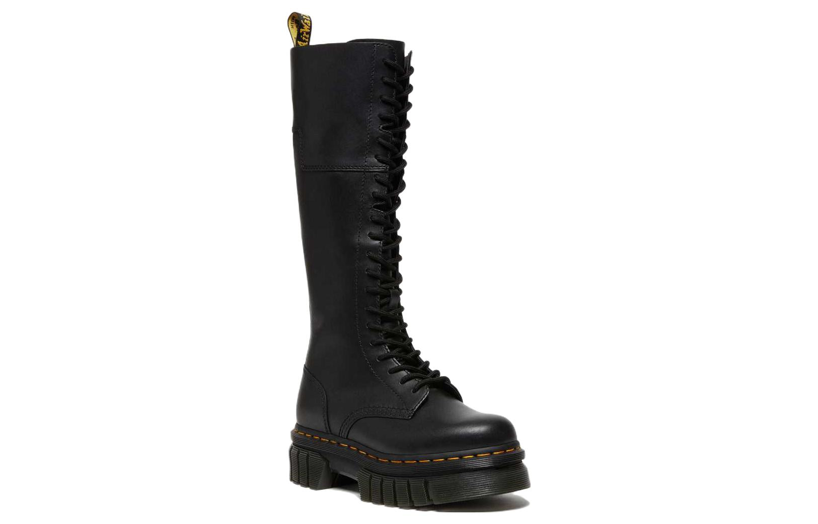 (WMNS) Dr.Martens Audrick 20-Eye Leather Knee High Platform Boots 'Black' 27953001