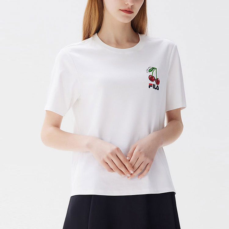 (WMNS) FILA Printing Round-neck White F11W128145F-WT