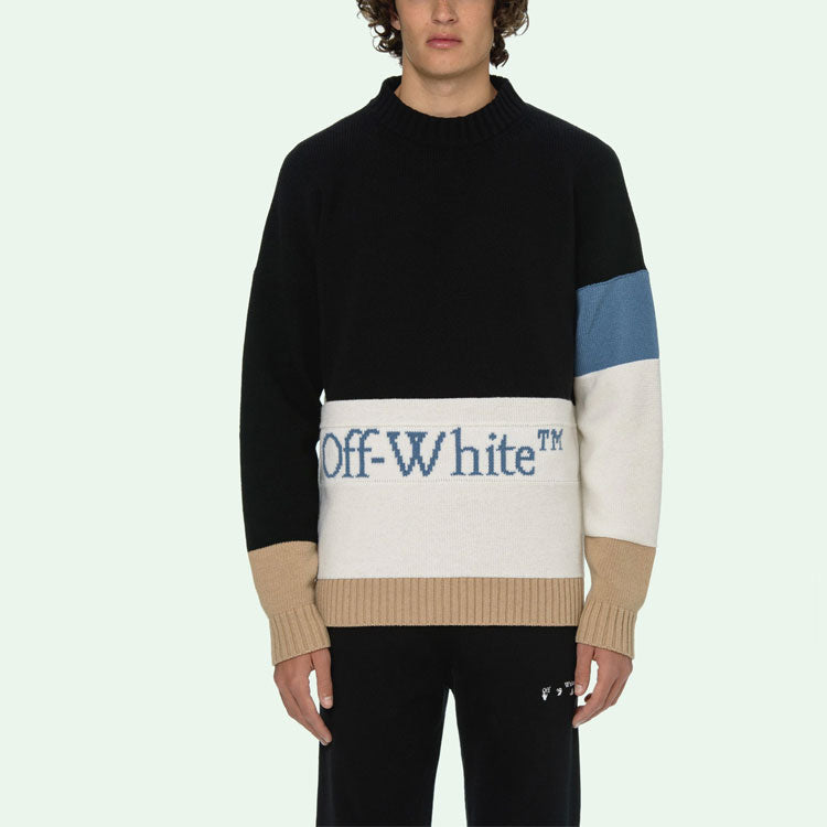 Off-White SS21 Logo Round Neck Long Sleeves Black OMHE048R21KNI0011040