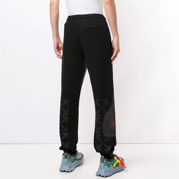 Off-White Mona Lisa Applique Logo Sports Pants Men's Black OMCH029F20FLE0071010