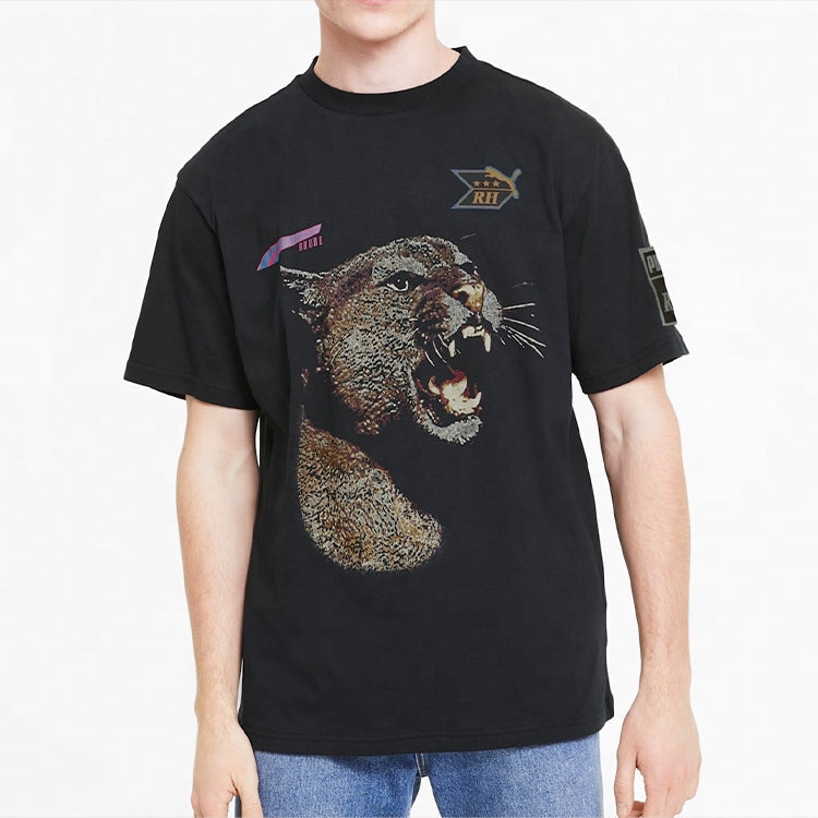 PUMA x RHUDE Crossover Graphic Tee animal Printing Short Sleeve Black 596757-01