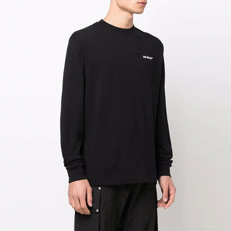 Men's Off-White SS22 Caravaggio Arrow Alphabet Long Sleeves Loose Fit Black T-Shirt OMAB064C99JER0031001