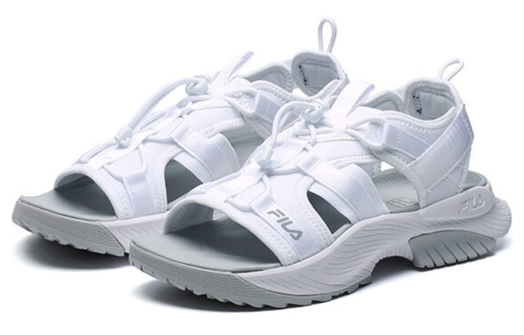 (WMNS) FILA Athletics Velcro Outdoor Open Toe Flat Heel Fashion Sports FILA White Sandals A12W122607FFW