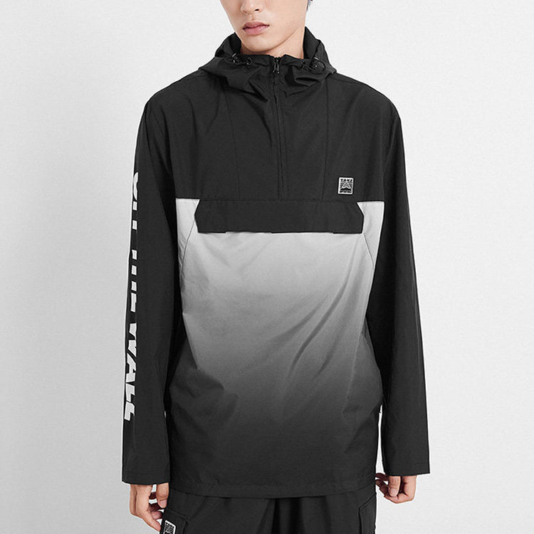 Men's Vans Splicing Athleisure Casual Sports Hooded Jacket Black VN0A49JZBLK