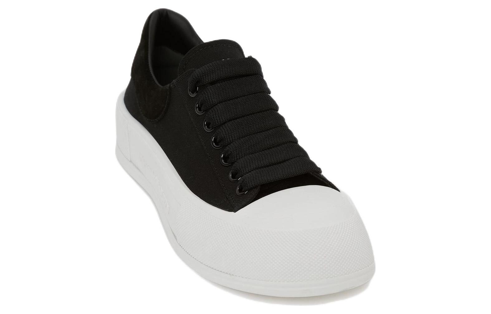 Alexander McQueen Deck Plimsoll Lace-Up Trainers 'Black White' 707680W4MV71070