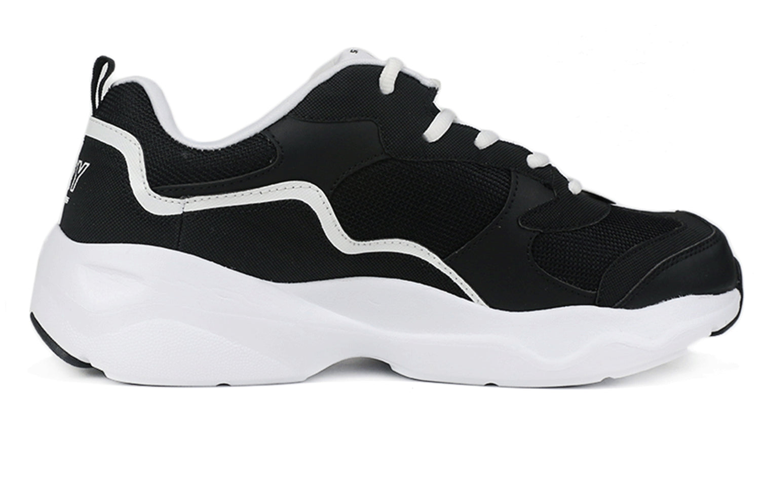 Skechers D'lites Airy Sports Shoe Black White 666117-BLK