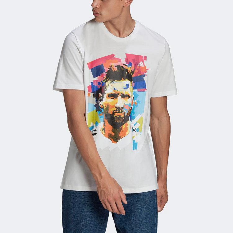 adidas M Messi G T Character Printing Alphabet Numeric Soccer/Football Sports Short Sleeve Black HA0930