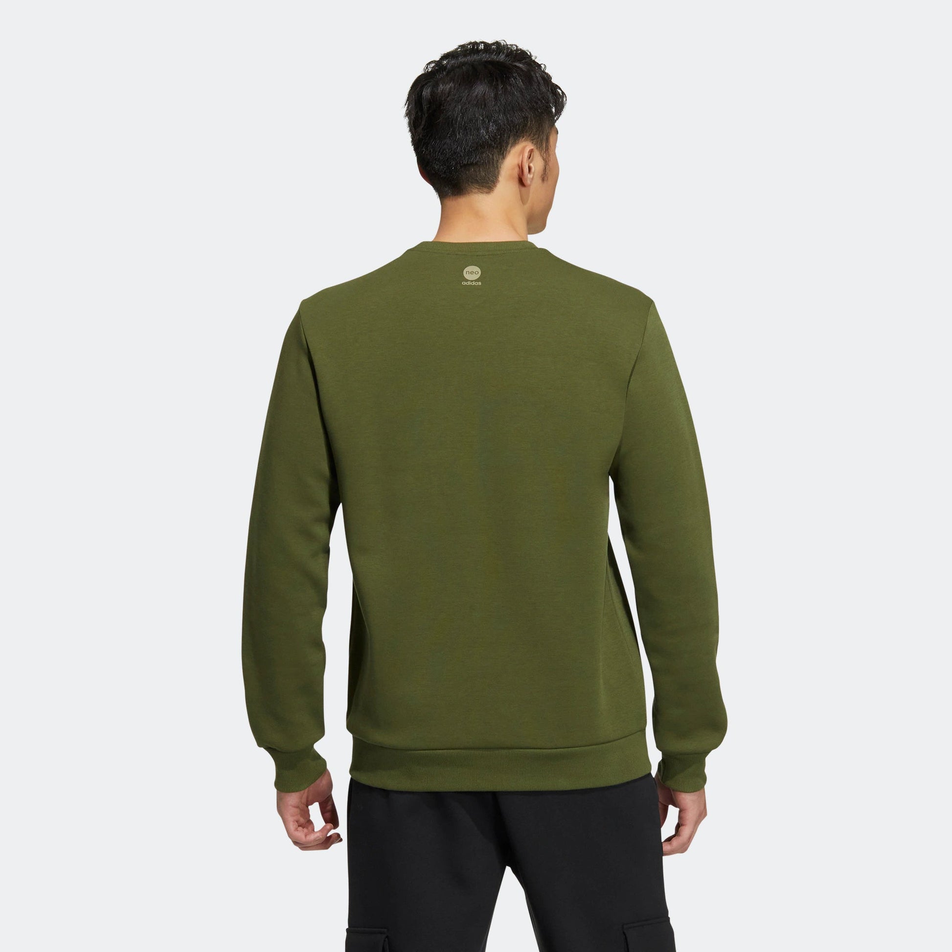 Men's adidas neo Classic Chest Sports Long Sleeves Olive Green HM2018