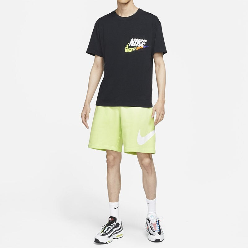 Nike Sportswear Pocket Logo Printing Sports Round Neck Short Sleeve Black DJ1344-010