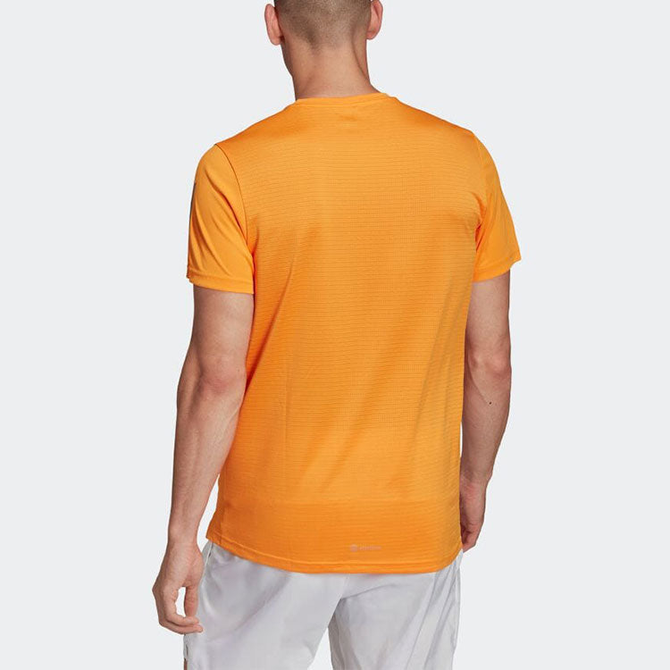 adidas Tennis Training Sports Stripe Solid Color Logo Breathable Quick Dry Casual Short Sleeve Orange HB7448