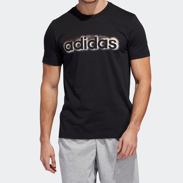 adidas Sports Training Round Neck Black Foil Graphic Tee 'Black' EI4607