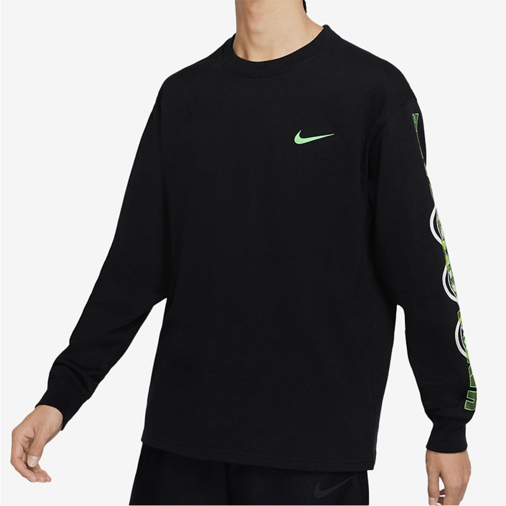 Nike As M Nsw Gc Ls Tee Alphabet Pattern Printing Athleisure Casual Sports Long Sleeves Black DO6946-010