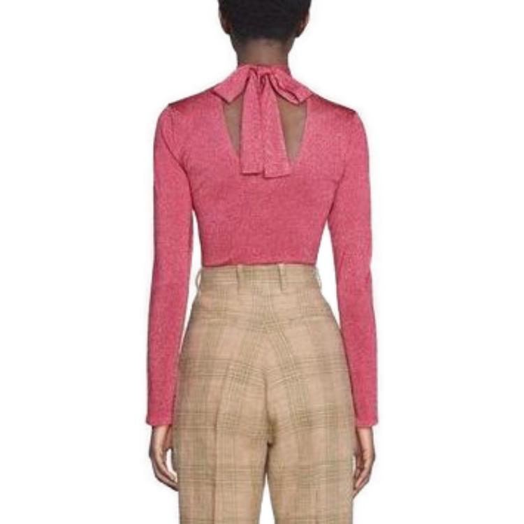 (WMNS) Gucci Lam-effect Knitted Top 'Pink' 653414-XKBTK-5096