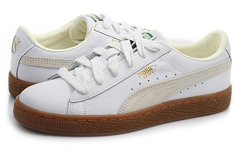 PUMA Basket Classic Rubber Retro Low Top Casual Skate Shoes Unisex White 365078-01