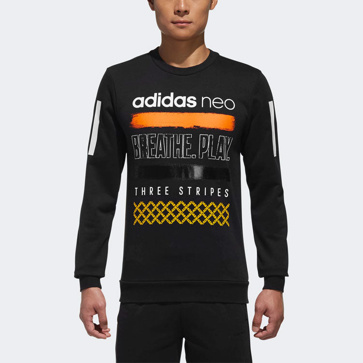 adidas neo Athleisure Casual Sports Knit Round Neck Pullover Black DX0043