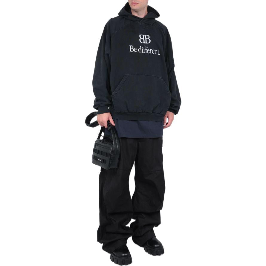 Balenciaga BB Be Different Patched T-Shirt Hoodie 'Black' 720406TNVV11070