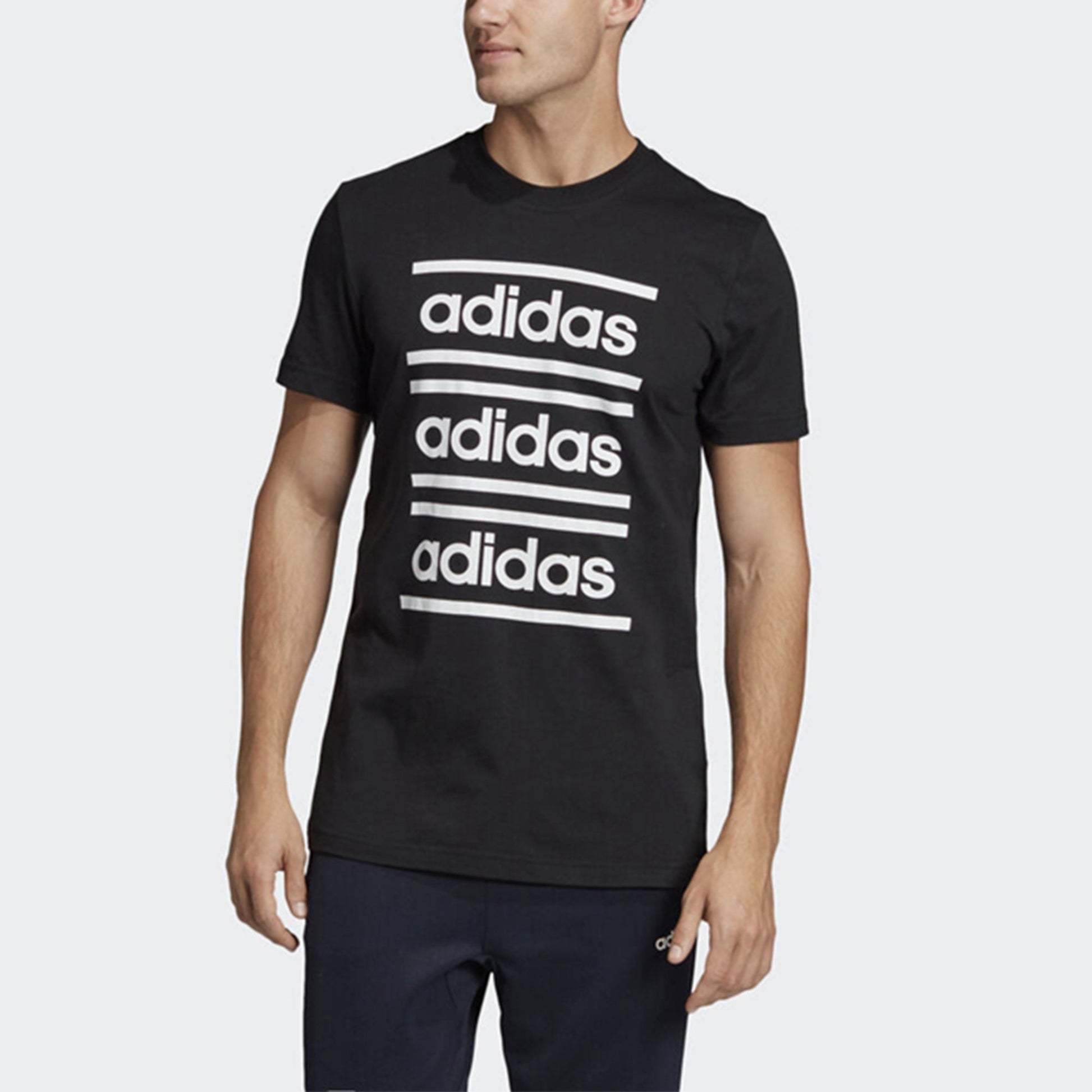 adidas M C90 Brd Tee Logo Printing Athleisure Casual Sports Short Sleeve Black EI5572