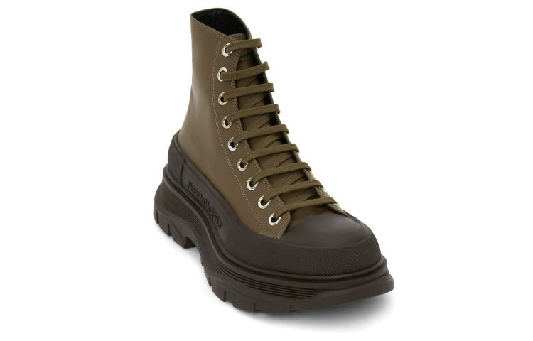 Alexander McQueen Leather Ankle Boots 'Khaki Green' 627206WHYK33238