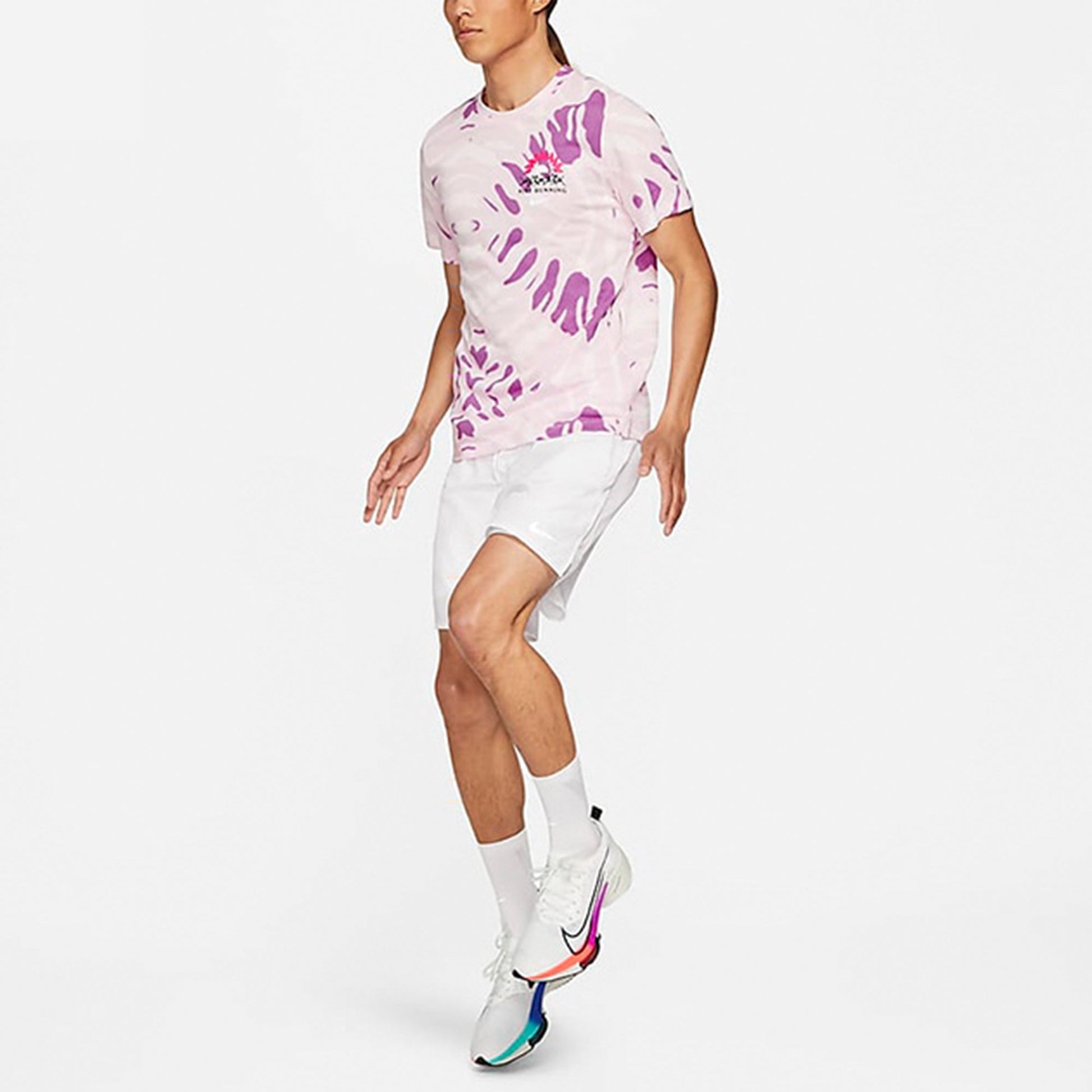 Nike Tie Dye Printing Sports Round Neck Short Sleeve Pink CZ9892-663