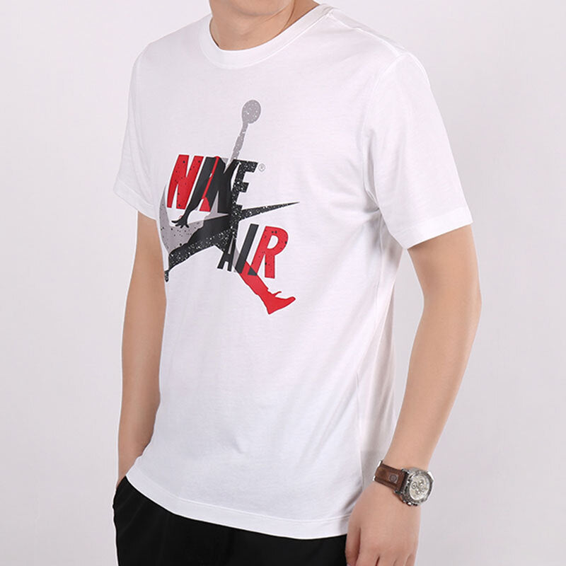 Air Jordan Jumpman Classics Logo Printed Short Sleeve TEE Men White CV1736-101
