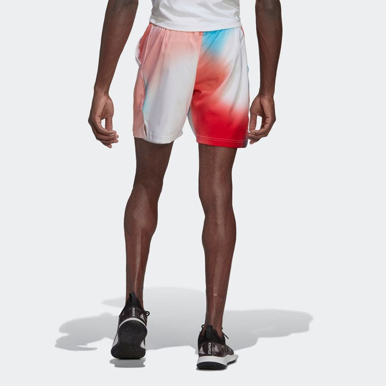 Men's adidas Tie Dye Colorblock Drawstring Sports Straight Casual Shorts White H61965