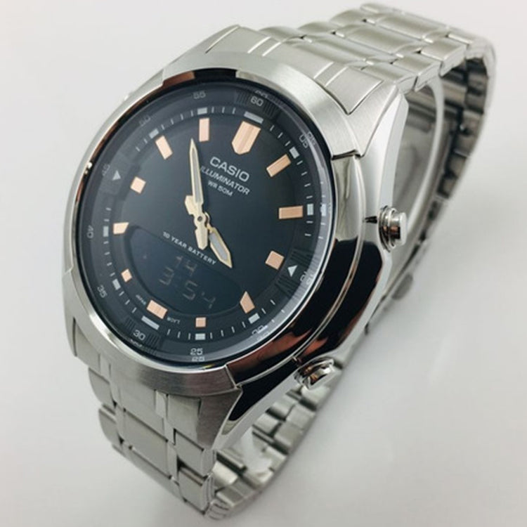 Casio Waterproof Analog-Digital Watch 'Silver Rose Gold' AMW-840D-1AVDF