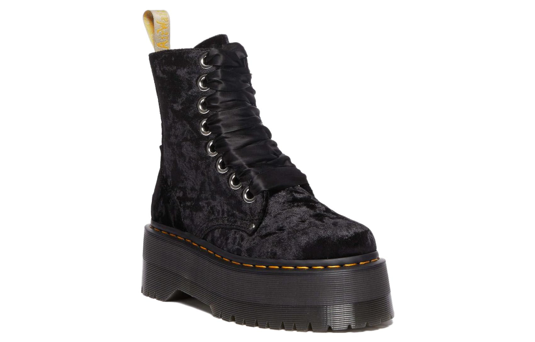 (WMNS) Dr.Martens Vegan Jadon Boot Max Crushed Velvet Platforms 'Black' 31030001