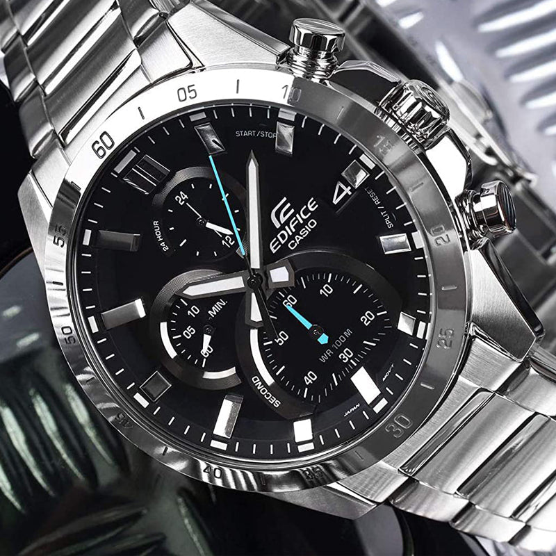 CASIO EDIFICE Stainless Steel Strap Mens BlackSilver Analog EFR-571D-1AVU