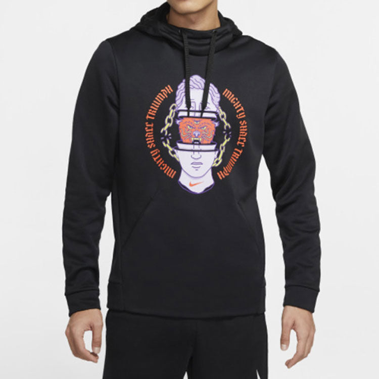 Nike Therma Abstract Pattern Pullover Training Fleece Lined Black CK4585-010
