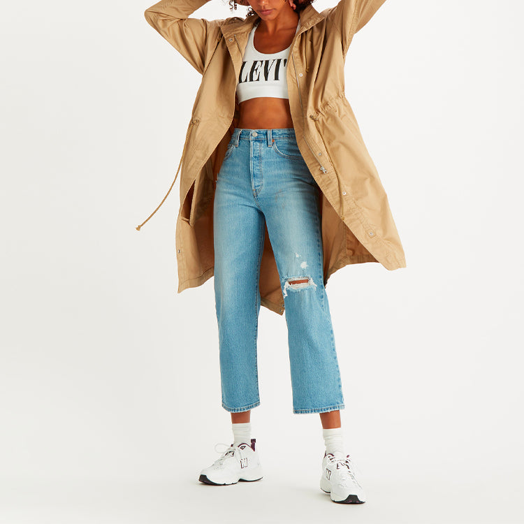 Levis Casual hooded mid-length Jacket Khaki 85379-0000