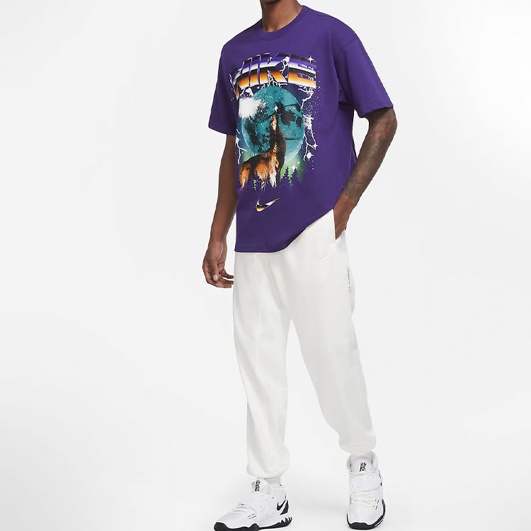 Nike Howlin Moon Ball Printing Logo Short Sleeve Purple CV2103-566