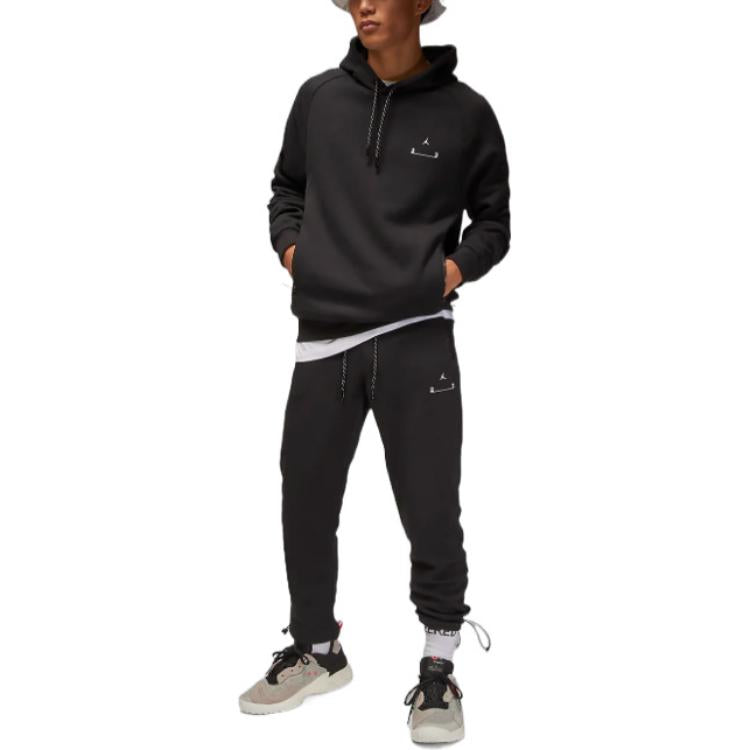 Air Jordan Solid Color Minimalistic Alphabet Long Sleeves Pullover Hoodie Men's Black DQ7882-010