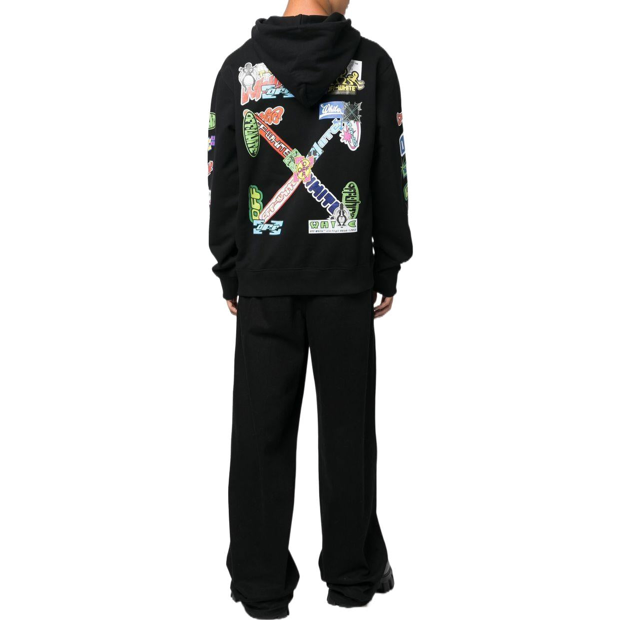 Off-White graphic-print Cotton Hoodie 'Black' OMBB097F22FLE0291084