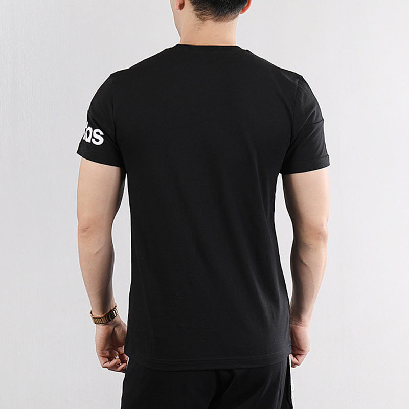 adidas M Crew T Shirt Logo Printing Sports Round Neck Short Sleeve Black EI6206